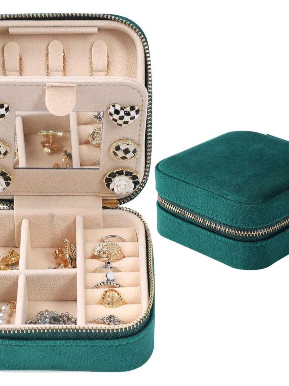 Velvet Travel Jewelry Box, Mini Travel Jewelry Case, Small Portable Travel Jewel - Picture 1 of 7